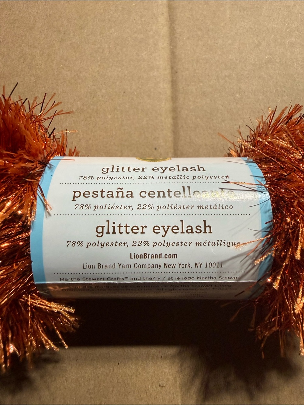 Lion Brand Martha Stewart Crafts Glitter Eyelash Yarn Lot of 14 Orange Topaz - Picture 3 of 8
